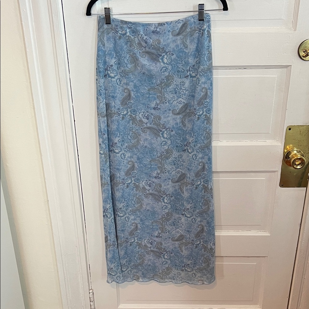 90s mesh Blue Paisley Women's Skirt